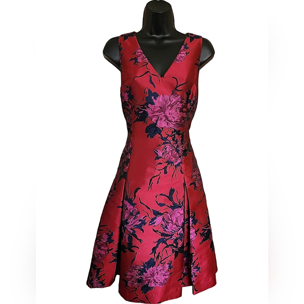 ☆Tommy Hilfiger Red & Pink Floral Print Multicolored Flare Formal Dress☆